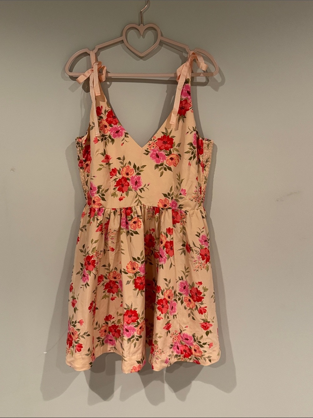 Old Navy Cream Floral Tie-Shoulder Midi Dress